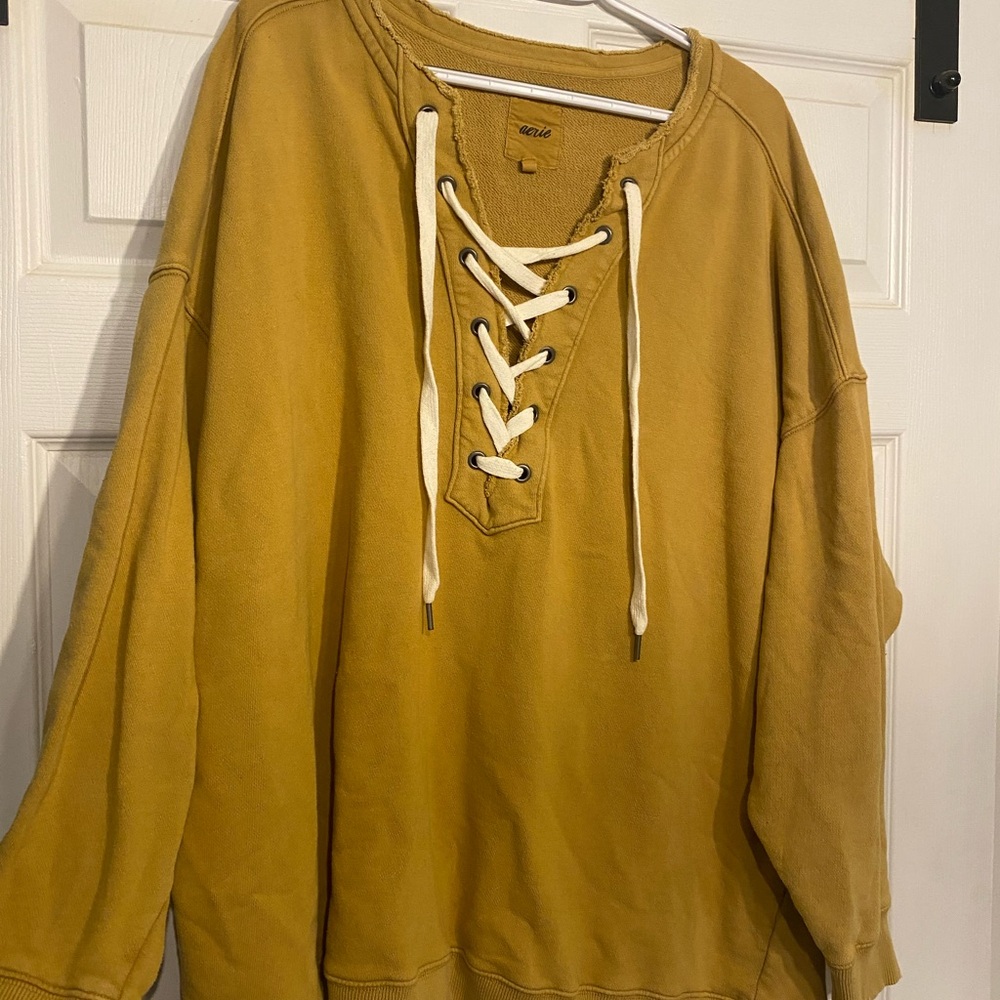 Mustard Lace-Up Sweatshirt